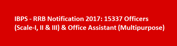IBPS RRB Notification 2017 15337 Officers Scale I II III Office Assistant Multipurpose