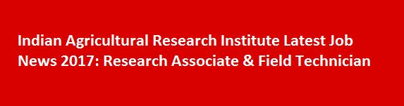 Indian Agricultural Research Institute Latest Job News 2017 Research Associate Field Technician