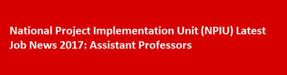 National Project Implementation Unit NPIU Latest Job News 2017 Assistant Professors