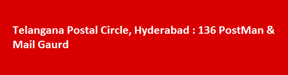 Telangana Postal Circle Hyderabad 136 PostMan Mail Gaurd